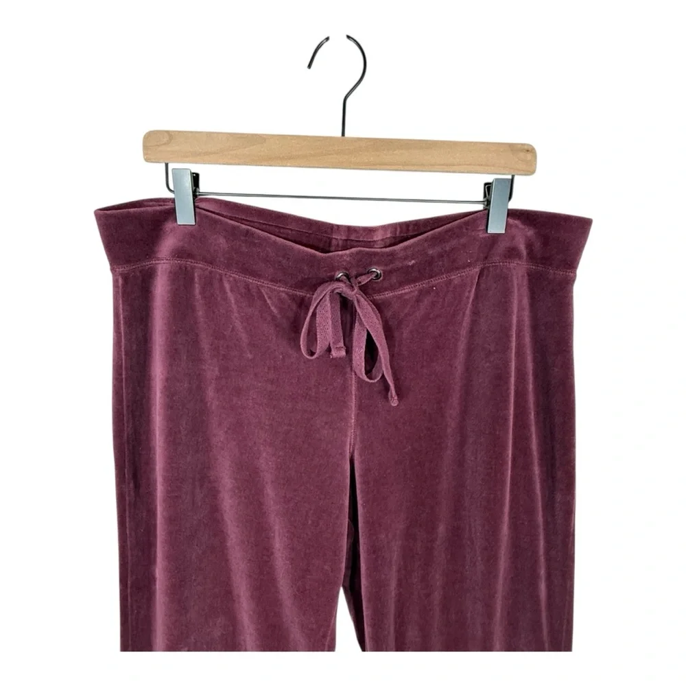 Gap Burgundy Pull On Elastic Waist Wide Leg Velour Lounge Pants Size L - Picture 3 of 8